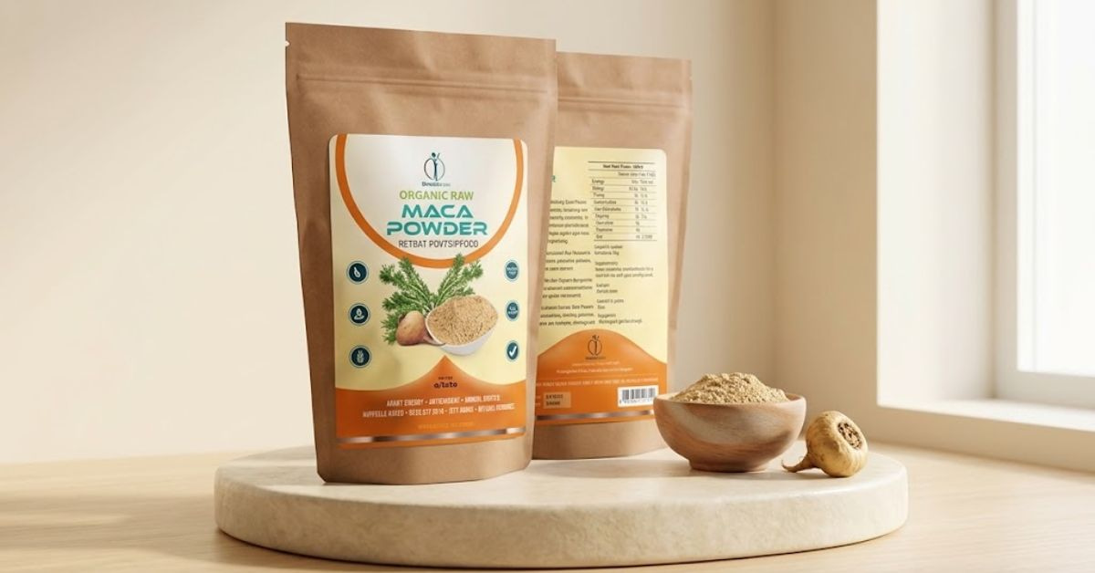 Stand-up food pouches with clearly organised product labels and nutrition information